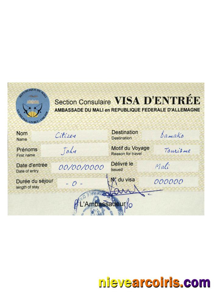Mali Republic travel visa